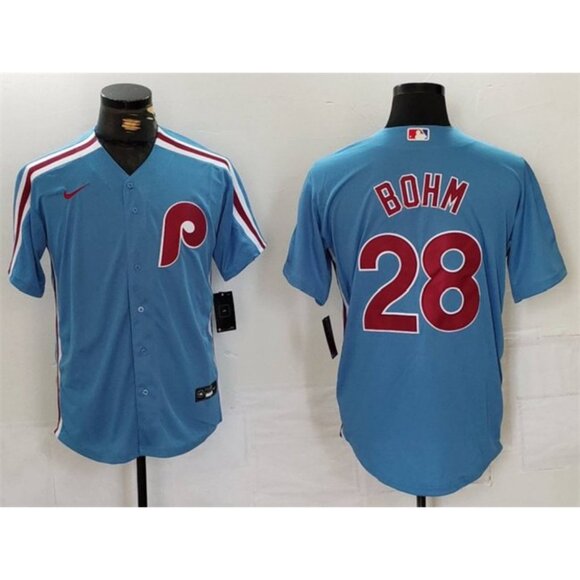 Mens Youths Kids Womens Alec Bohm Blue Stitched Jersey